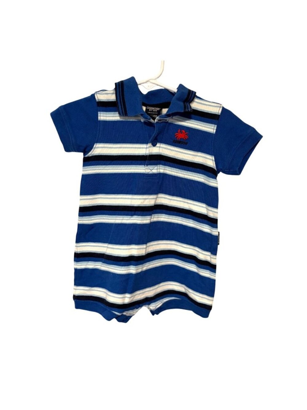 Vintage Oshkosh Boys Infant Baby Size 6 9 months blue white romper shorts 1 piec